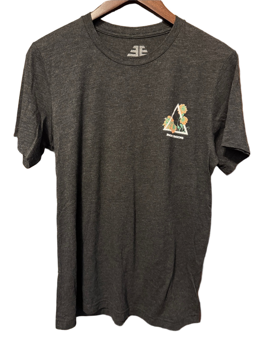 Imagine Dragons Charcoal Floral Triangle Short Sleeve Concert Tour Tee Size M - Picture 2 of 3